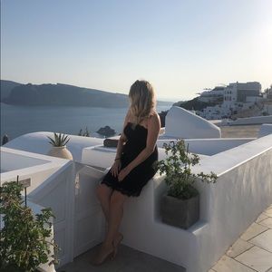 Black lace strapless dress